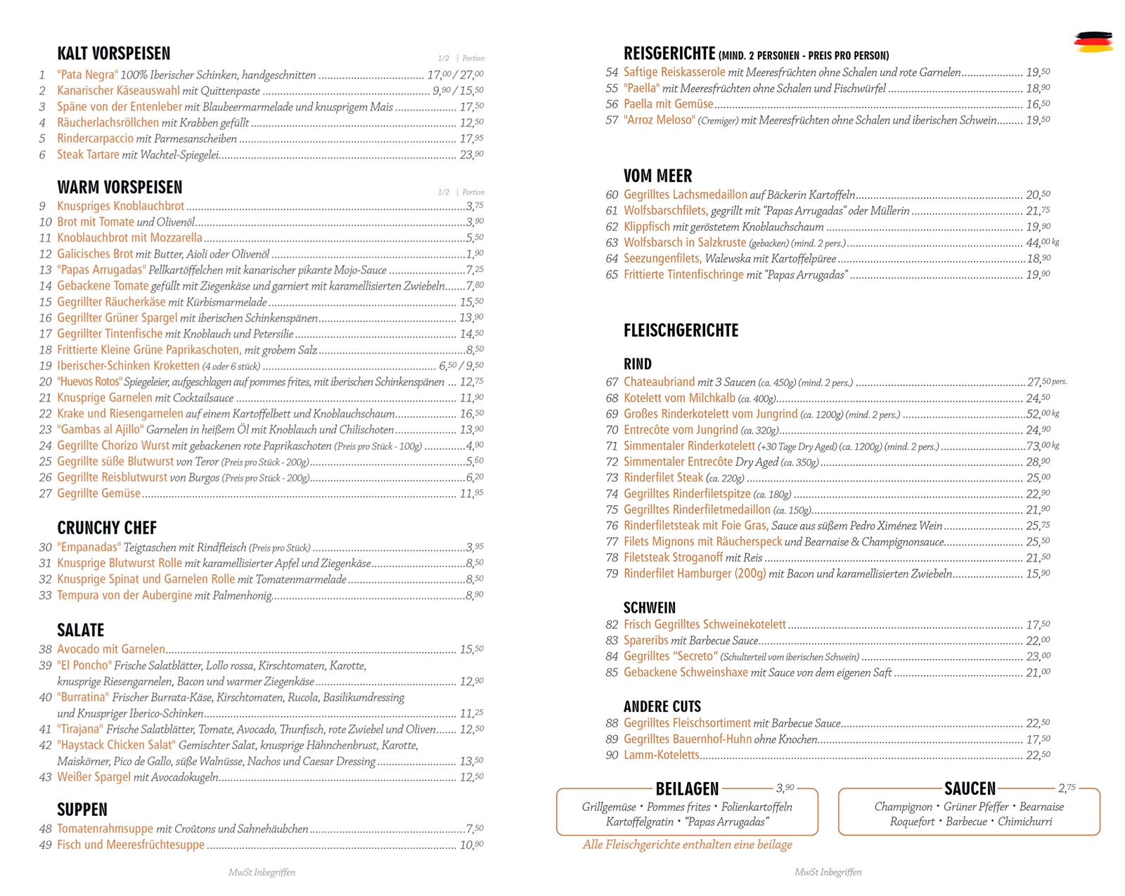 Menu Alemán
