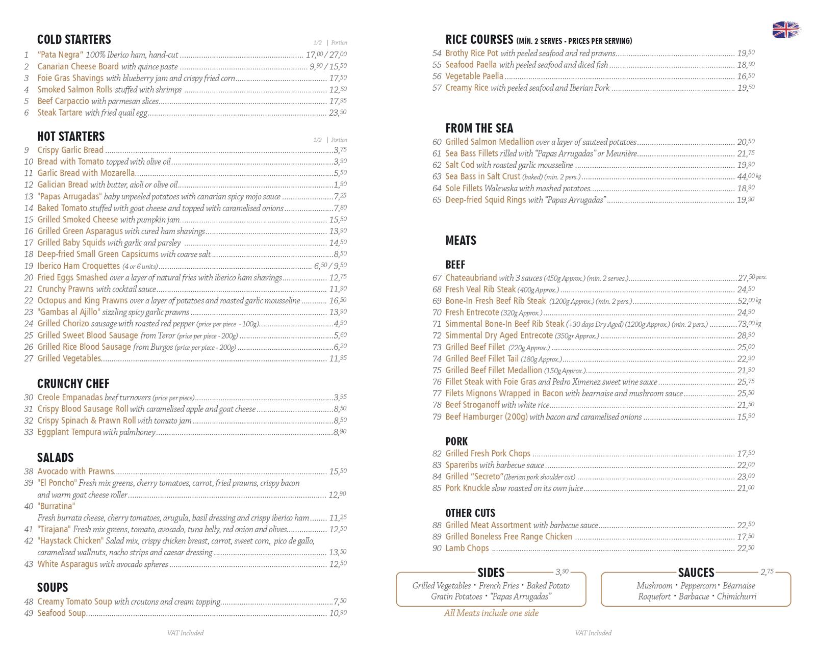 Menu Ingles
