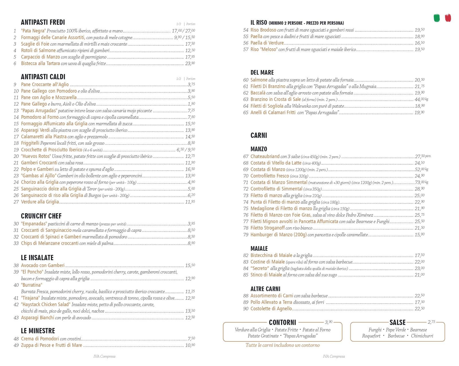 Menu Italiano