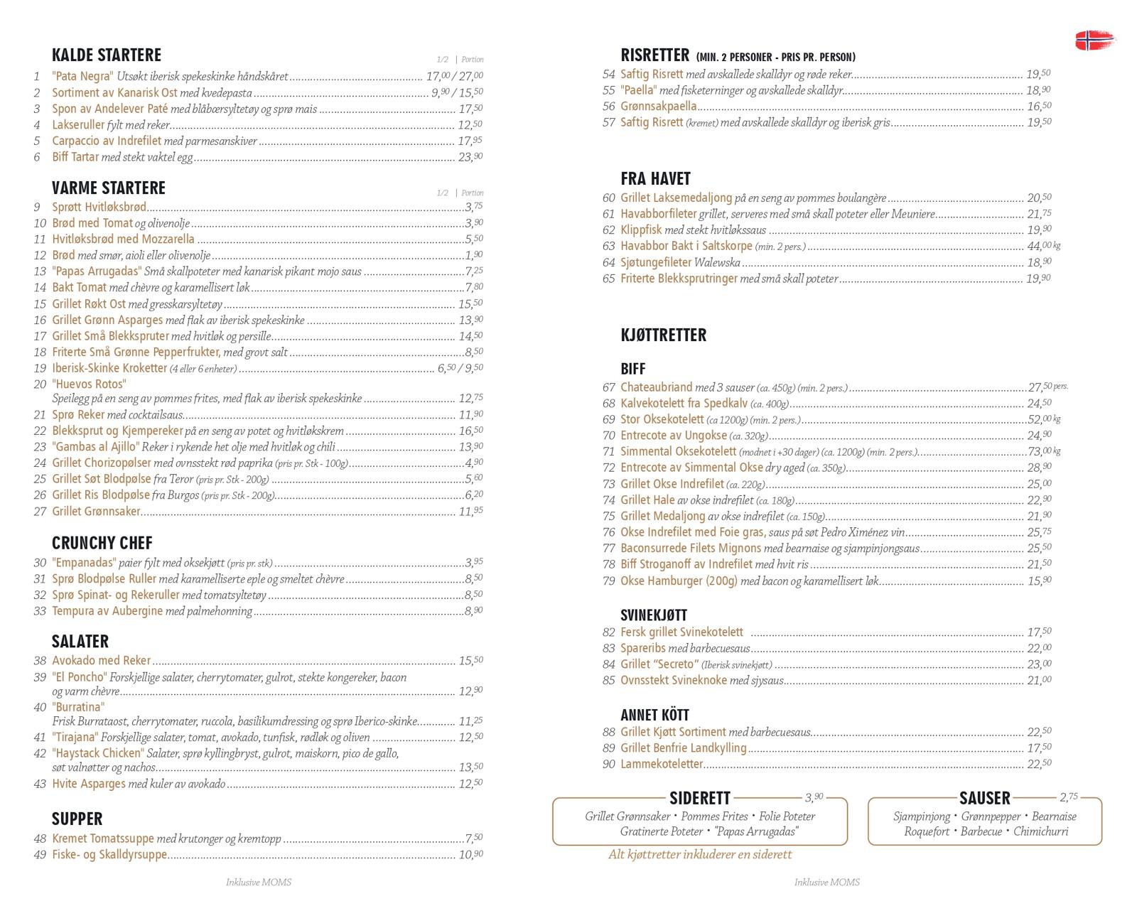 Menu Noruego